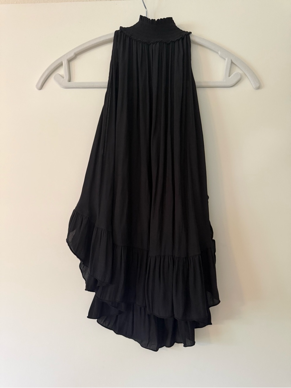 Forever 21 Black High-Neck Ruffle Hem Tank